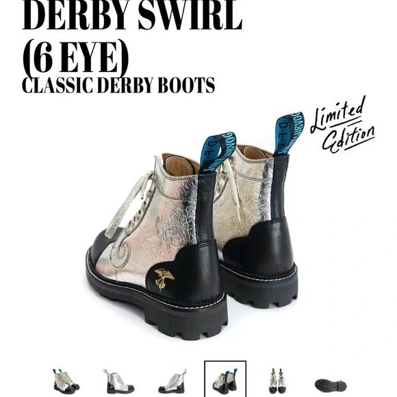 John Fluevog Limited Edition Platinum Derby Boots - Picture 2 of 16
